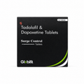 Globifit Surge Control Tadalafil and Dapoxetine tablets box on white background
