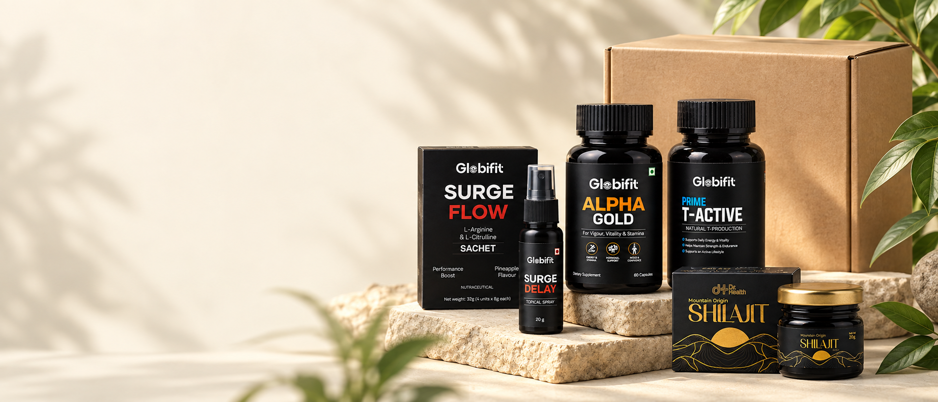 Globifit products beside a completely plain delivery box