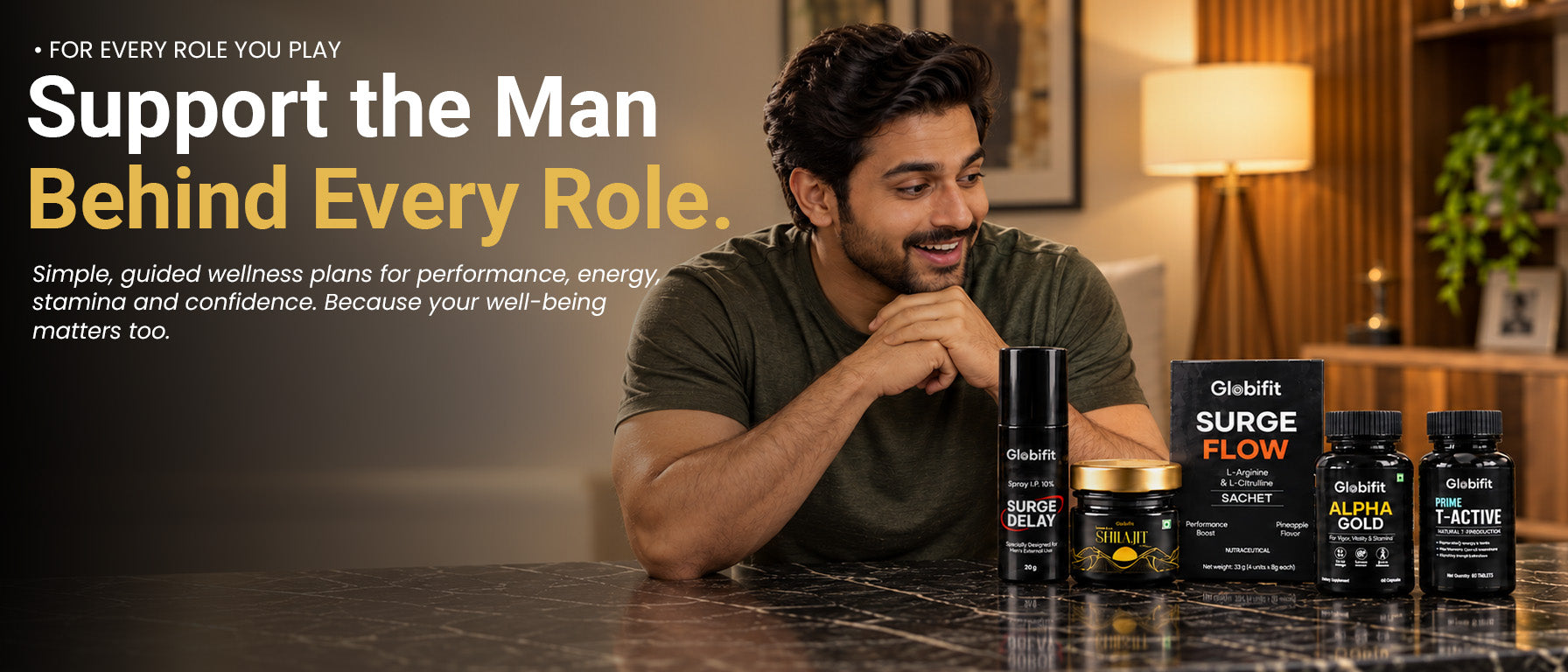 For every role you play. Support the Man Behind Every Role. Simple, guided wellness plans for performance, energy, stamina and confidence. Because your well-being matters too.